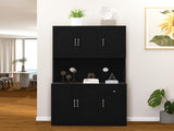 71" Kitchen Pantry Storage Cabinet with Microwave Oven Countertop, Freestanding Hutch Cabinet with W282P170918