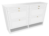 Wooden Shoe Cabinet with 4 Flip Drawers,Shoes Rack Cabinet with 2 Storage Drawers,Classified Storage W1580P402825