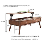 ZUN Elevating Center Table Low Table 100% Solid Oak Wood Top Plate Desk Coffee Table Width 100 x Depth W1283P251640