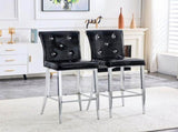 Set of 2 Black Crocodile Faux Leather Bar Chairs with Crystal Accents 81156078