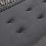 Large Storage Benches Set, Nailhead Trim 2 in 1 Combination Benches, Tufted Velvet Benches with Gold W1420104348