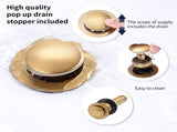 2-Handle 4-Inch Brushed Gold Bathroom Faucet, Bathroom Vanity Sink Faucets with Pop-up Drain and 74919420