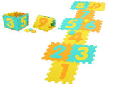 Yellow Kids Hopscotch Foam Mat with 9 Interlocking Tiles & 3 Marker Discs, Non-Slip Play Mat for 77638950