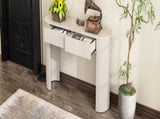 TREXM Entryway Table with Fluted Design, Modern Console Table with Storage, Oval Top and 2 Drawers N715P233435A
