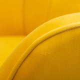 Leiria Contemporary Silky Velvet Tufted Accent Chair with Ottoman, Yellow T2574P164275