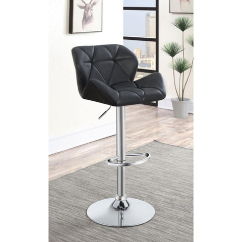 ZUN Chrome and Black Adjustable Bar Stool B062P153527