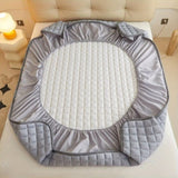 (Cream white 150cm*200cm) Cotton-Padded Waterproof Mattress Protector, Dust-Proof Bed Cover (Without 10397846