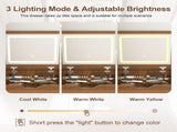 3-in-1 Vanity Desk with Lighted Mirror & Stool, Flip Top Makeup Dressing Table, Compact Storage for W2699P478802