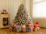 6 FT Pre-lit Snow Flocked Christmas Tree, Artificial Hinged Xmas Pine Tree with 800 Branch Tips, 300 26717243
