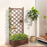 ZUN Wood Planter Raised Garden Bed with Trellis, 67 Inch Height Outdoor Garden Flower Standing Planter 45093764