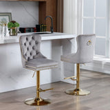 Furniture,Thick lden Swivel Velvet Barstools Adjusatble Seat Height from 25-33 Inch, Modern 86040827