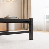 Full Size Metal Bed Frame with Wooden Headboard, RGB Lights, Charger, Storage Shelf, Noise-Free, No W840P209896