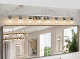 Modern 8-Light Bathroom Vanity Light Fixture - Brushed Nickel Finish with Clear Glass Shades, W1340P206688