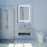 32x24inch Glossy Brushed Silver 3000-6000K LED Bathroom Mirror With Lights,Anti-Fog Dimmable Lighted GL-W2091126985