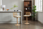 ZUN Set of 2 Rattan Bar Stool, 360 Swivel Bar Chair, Counter Height Chair with Footrest for Kitchen, W1752P217906