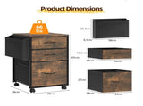 Wood Filing Cabinet with Casters, Weathered Wood Fluted, Iron Clad Wood, Melamine Faced, 3 Small 25697805