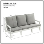 ZUN HIPS 3 Seater Sofa with Cushion, Wood Grain Outdoor Garden Sofa,White/Grey W1209114907