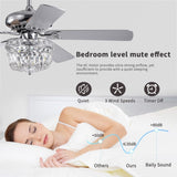 ZUN 52 Inch Crystal Chandelier Fan Dual Finish Reversible Blades, Fandelier,Ceiling Fan With Remote W1592P182912