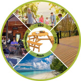6-Person Circular Outdoor Wooden Picnic Table for Patio, Backyard, Garden, DIY w/ 3 Built-in W1422122467