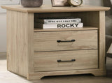Elara 22"W Light Oak Finish 2-Drawer Nightstand Bedside Table with USB Charging Ports B061P360309