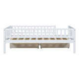 Twin Size Daybed Wood Bed with Two Drawers , White WF301864AAK