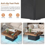 ZUN ON-TREND 31.4'' x 31.4'' Farmhouse Coffee Table with 2 USB Ports and Outlets, Brown Spliced Wood N721P189320B