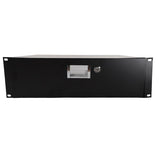 19" 3U Steel Plate DJ Drawer Equipment Cabinet with Keys Black 56432307