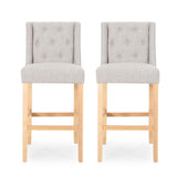 Vienna Contemporary Fabric Tufted Wingback 31 Inch Counter Stools, Set of 2, Light Grey and Natural 64854.00LGRY