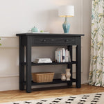 ZUN TREXM Retro Console Table with Drawer and Two Sturdy Shelves for Entryway, Living Room N715P195561B