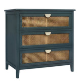 ZUN 3 Drawer Cabinet,Natural rattan,American Furniture,Suitable for bedroom, living room, study W68858063