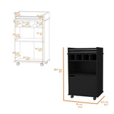 FM FURNITURE Crozier Bart Cart, with 1 shelf, 1 door and four built-in wine rack,black B128P321057