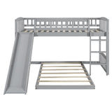 Twin Over Twin Bunk Bed with Slide and Ladder, Gray 44777113