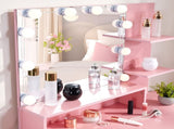 Apple Pink MDF with Melamine Lacquer, 1 Drawer, 1 Door Dressing Table Set, Three-Color Dimming Light 84425228