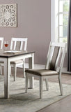 Classic Weathered White / Warm Gray Set of 2 Side Chairs Fabric Unique Back Solid wood Chair B011104806