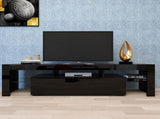 Modern Black TV Stand, 20 Colors LED TV Stand w/Remote Control Lights W33131067