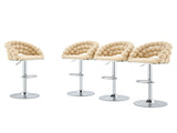 Adjustable Swivel Bar Stools, Luxury Velvet Bubble Woven Backrest Bar Chairs, Chrome Metal Gas Lift W3875P462114