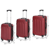 3-in-1 Portable ABS Trolley Case 20" / 24" / 28" Wine Red 87679320