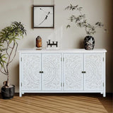 60"White Accent with 4 Doors, Rustic Wood Sideboard Pantry - Versatile Buffet W2295P306910