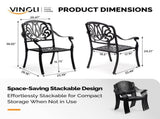 Patio Chairs Set of 2 - Stackable Outdoor Cast Aluminum Dining Chairs with Vintage Black Finish and 95547480
