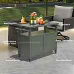 ZUN Grill Carts Outdoor Storage Cabinet with Wheels, Metal Outdoor Grill Table Kitchen Dining Table W1859P170274