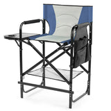 26" Tall Directors Chair with Footrest, 4Portable Bar Height Folding Camping Chair with Built-in Cup 58235426