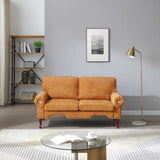66-Inch Modern Linen Loveseat Sofa with Wooden Legs & Crystal button and Copper Nail, Tufted W1117P268787
