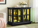 LED Curio Display Cabinet, Antique Display Cabinet with Adjustable Shelves, Retro Design Quality 02623610