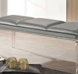 Antique Classic Silver 1pc Bench Only Contemporary Solid wood Acrylic Legs Crystal And Mirror Accent B011P165670