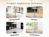 Rock slab circular tabletop non adjustable bar table, bar table with silver legs W1512P612957