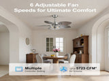 42" Ceiling Fan, Indoor Ceiling Fan With Light with Remote Control, Noiseless Reversible Motor, 6 W3775P464134