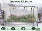 3-in-1 Metal Raised Garden Bed with Mini Greenhouse Cover, Elevated Planter Box - Silver 90410085