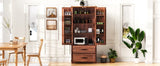 K&K 71" Farmhouse Kitchen Pantry with 2 Large Drawers,Embossed Texture Freestanding Cupboard N707P254905Z