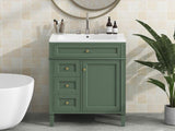 ZUN 30'' Bathroom Vanity with Top Sink, Modern Bathroom Storage Cabinet with 2 Drawers and a Tip-out 65790262