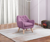 Fenix 19.5"W Pink Linen Kids Chair with Button Tufted Back and Wooden Legs B061P236756